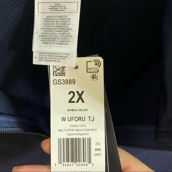 Adidas Zoe Saldana Primegreen Tricot Track Jacket NWT 2X Blue Full Zip - Picture 5 of 9